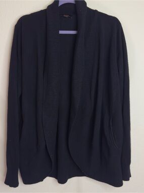 *Flaw* Quince Black Open-Front Shawl Collar Cardigan